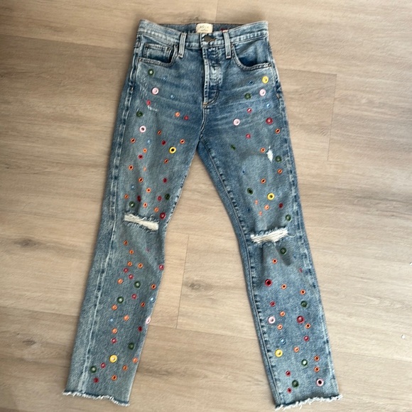 Alice + Olivia Denim - AO.LA Alice +Olivia denim jeans with multi colored grommets. Women’s size 25